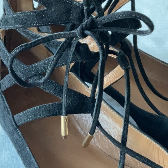 Aquazzura Belgravia lace up flats black suede  Size 39 US size 9) - Picture 11 of 11